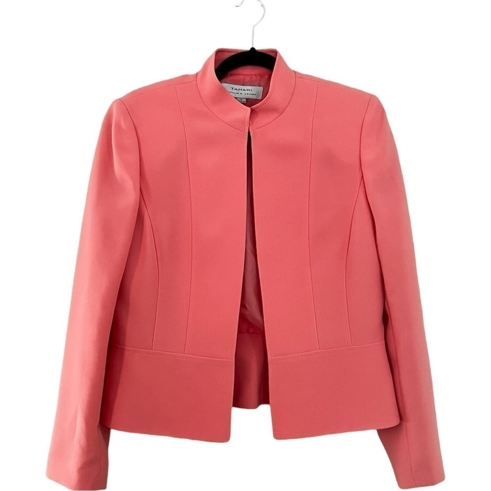 TAHARI Workwear Dress Jacket Open Blazer Coral Sz 10